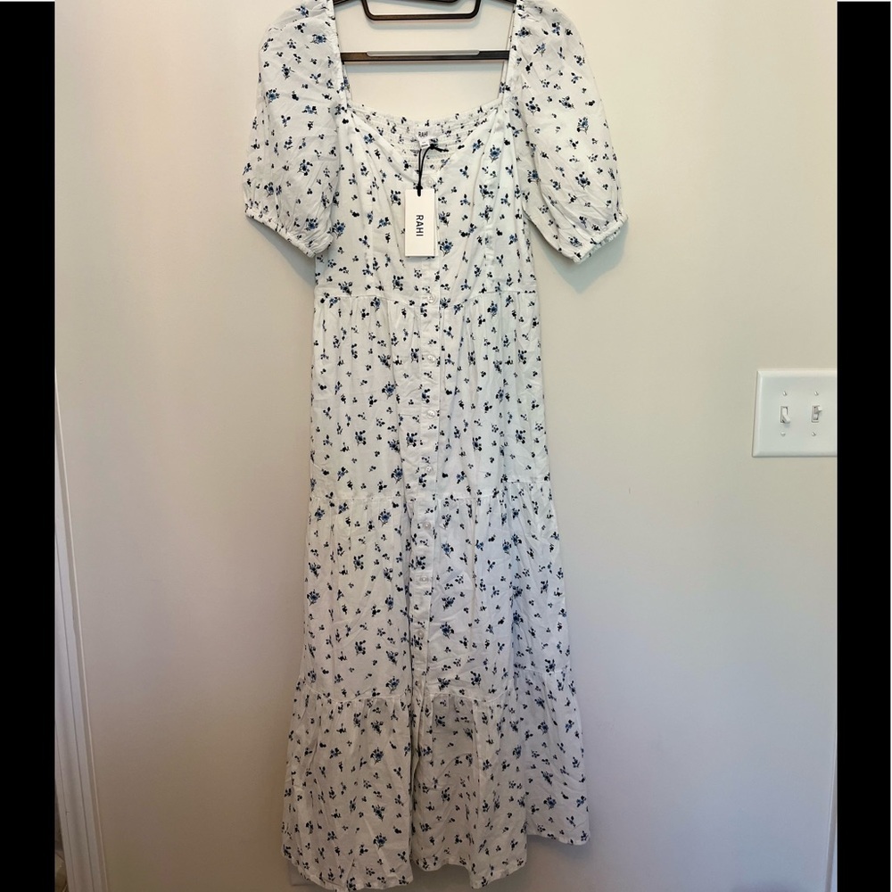 NEW RAHI Nicola Midi Dress Blue & White Floral - Picture 8 of 9